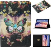Voor Huawei MediaPad T3 10 Gekleurde Tekening Patroon Horizontale Flip Leren Case met Houder & Kaartsleuf & Slaap / Wekfunctie (Vlinders)