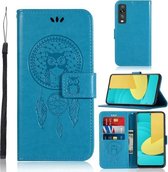 Voor LG Stylo 7 5G Windgong Uil Embossing Patroon Horizontale Flip Leren Case met Houder & Kaartsleuven & Portemonnee (Blauw)