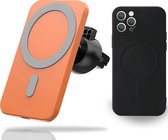 Yonovo® MagSafe Autohouder CombiDeal iPhone 12 MINI Zwart Hoesje - Lader Draadloze Ventilatierooster - Oplader 2 Apple fast snel Charger 15 W - Case - Telefoon Mobiele wallet kaart