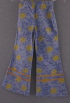 verkleedkleding 1078, flower power broek blauw met print, maat 116