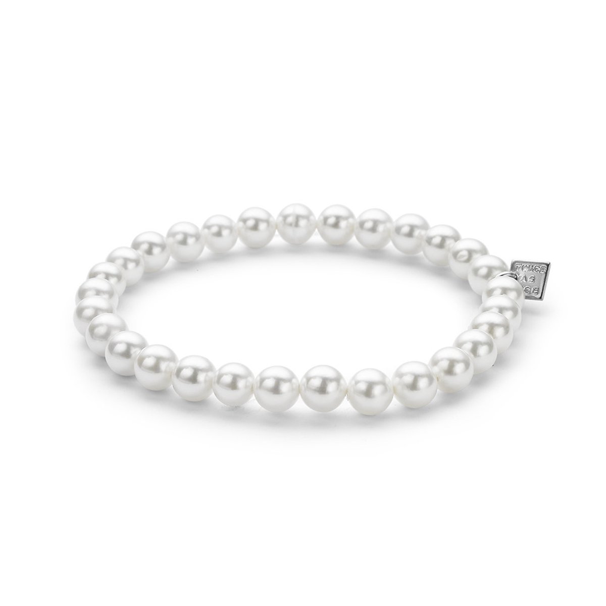 Twice As Nice Armband in zilver, parels van 6 mm Adjustable