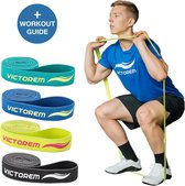 Victorem Weerstandsbanden van Textiel - 4x Resistance Band - Fitness Elastiek voor Stretching, Pull Up, Squat en Fysiotherapie - Weerstands Band - Fitnessbanden - Fitness band - Kr