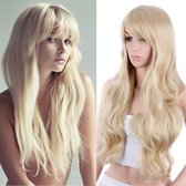 Pro-Care Ombre Licht Blond Golf Kleur Pruik Dames - 75cm Golvend Haar - Wig - Verstelbaar - Vederlicht 290g