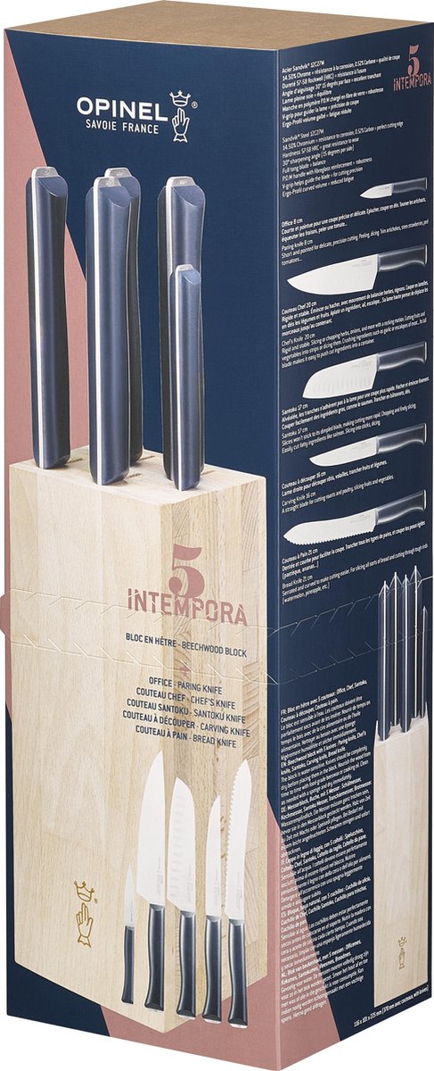 Opinel Intempora Messenblok - 5-delig - Beukenhout