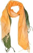 Langwerpige Sjaal met Franjes Oranje/Groen