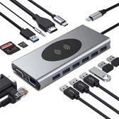 Sybra® USB-C Hub 14 in 1  - USB C Adapter - USB C naar HDMI - USB Hub - USB C Kabel - USB C Hub