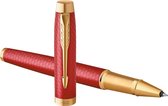 Parker IM Premium rollerballpen | Red met gouden detail | Fijne penpunt met blauwe inkt navulling | geschenkdoos