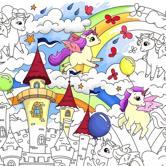 Coloriage Giant XXL avec licorne pour Enfants - Grand livre de coloriage avec Unicorn pour Filles, Garçons et Adultes - Poster à colorier 980x680 mm - LICORNES