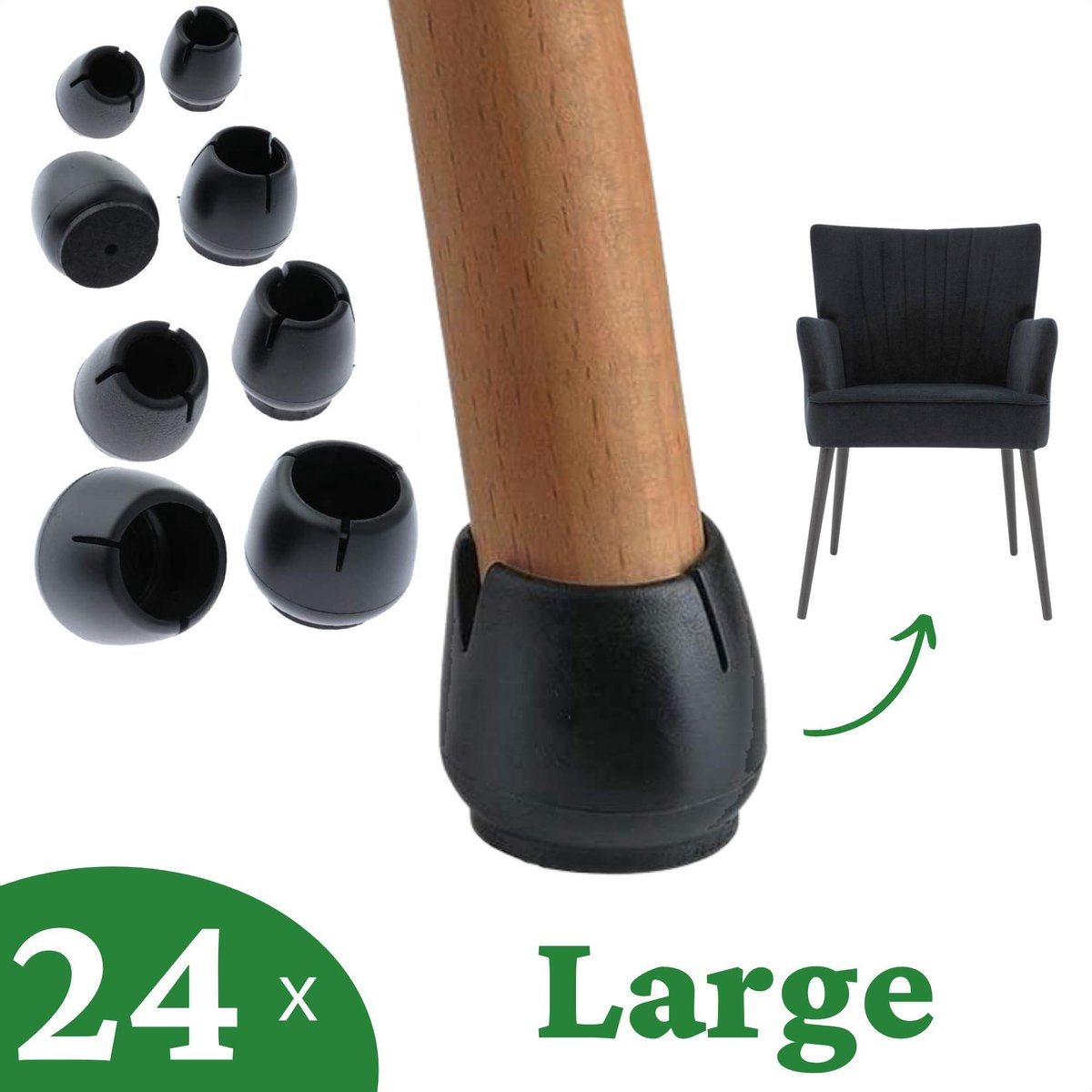 24 pièces casquettes de jambe de chaise, capuchons de protection