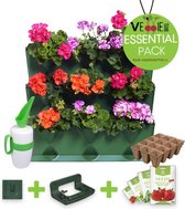Minigarden® Vertical - verticale tuin - verticaal tuinieren - ESSENTIAL PACK met gieter, ophangingsbeugel en verankeringclips, inclusief 4 vruchtenzaden & 12 zaaipotjes - GROEN