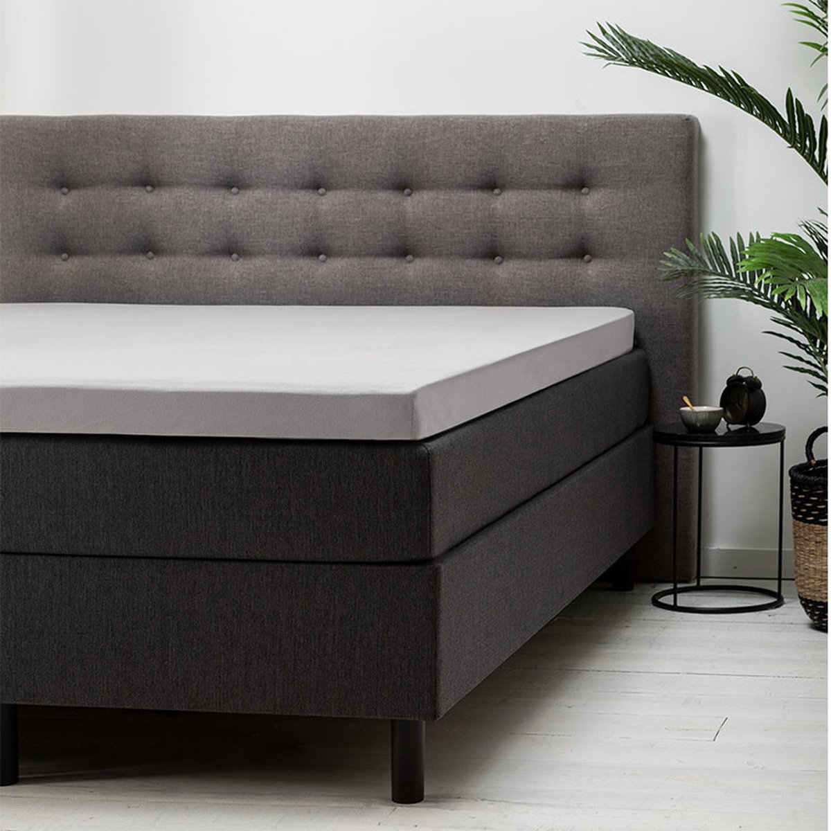 Verkoelende Topper Hoeslaken - Grijs - 200x210 cm - Katoen - Fresh & Co