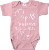 Romper vaderdag-papa ik blijf voor altijd je kleine meisje-roze-wit-Maat 56