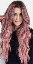 Pro-Care Ombre Doux Vieux Rose Golf Couleur Perruque Femmes - 68cm Long Cheveux Ondulés - Perruque - Réglable - Plume Légère 280g