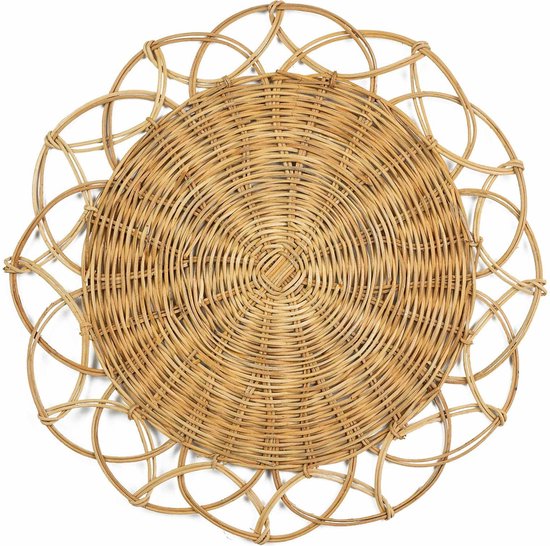 Liviza Placemat rond rotan naturel Bohemian Muurdecoratie woonkamer