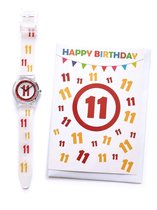 Verjaardag Horloge 11 Jaar - Happy Birthday Watch +  Wenskaart 11 Jaar