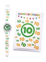 Verjaardag Horloge 10 Jaar - Happy Birthday Watch + Wenskaart 10 Jaar