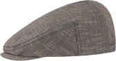 Stetson flatcap visgraat motief van katoen / linnen donkerbeige gemêleerd maat 56 centimeter