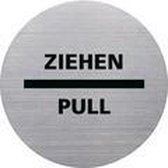 helit Piktogramm "de badge" ZIEHEN/PULL, rund, silber