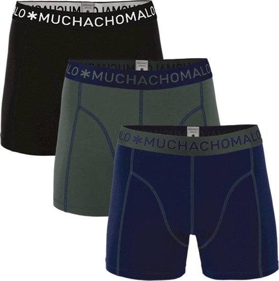 Muchachomalo Basiscollectie Heren Boxershorts - 3 pack - Donkerblauw/Legergroen/Zwart - Maat M