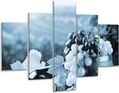Glasschilderij -  Druiven, Keuken - Blauw, Grijs - 100x70cm 5Luik - Geen Acrylglas Schilderij - GroepArt 6000+ Glasschilderijen Collectie - Wanddecoratie- Foto Op Glas