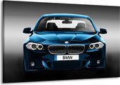 Schilderij Op Canvas - Groot -  Auto, BMW - Blauw, Zwart, Grijs - 140x90cm 1Luik - GroepArt 6000+ Schilderijen Woonkamer - Schilderijhaakjes Gratis