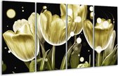 Peinture sur verre tulipe | Or, noir | 160x80cm 4 Liège | Tirage photo sur verre | F005064