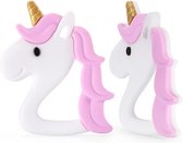 Bijtketting- Kauwketting- Unicorn- Hanger met koord- Roze-Wit