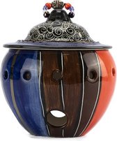 Letsopa Ceramics - Paars Oranje Bruin - Geurbrander - Handgemaakt in Zuid Afrika - hoogwaardig keramiek - versierd met kralen - Parfumeer jouw huis of kantoor voor een unieke geurb
