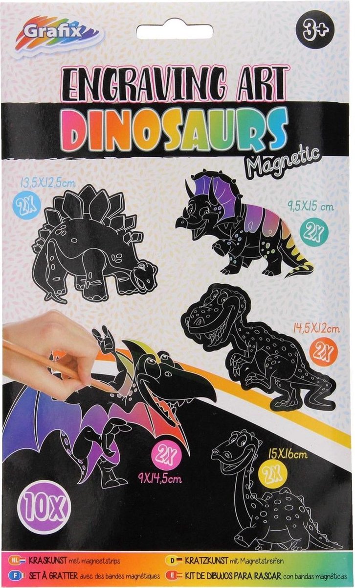 Grafix - Dinosaurus kraskunst - Magnetisch - Regenboog