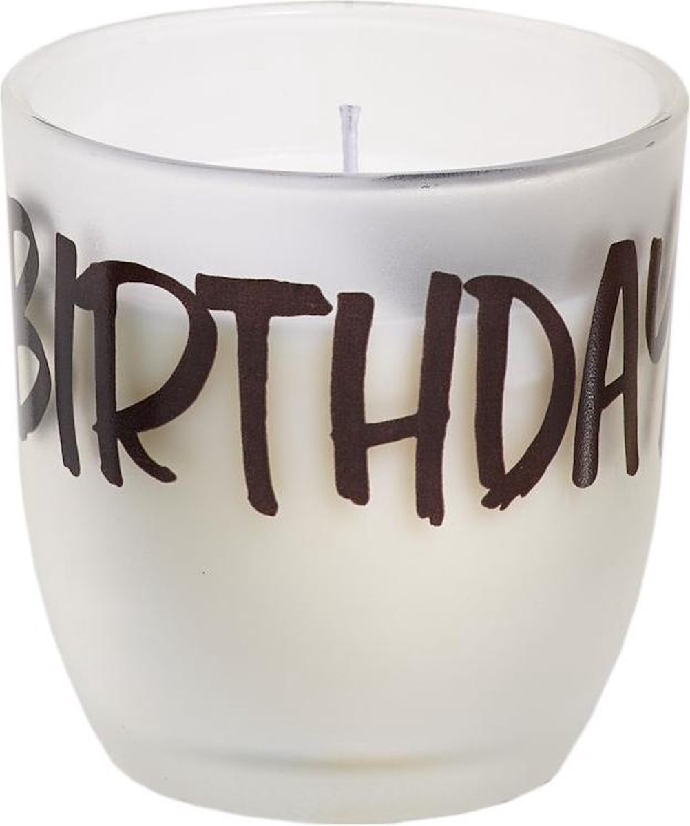 Matglas doorzichtig met kaars BIRTHDAY
