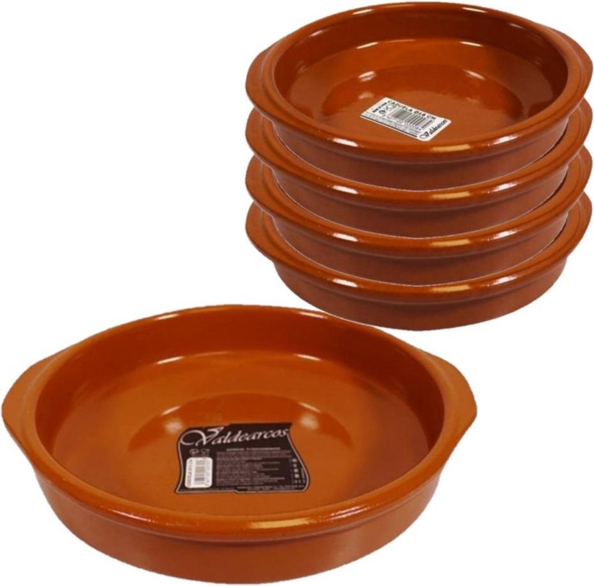 Set van 5x stuks tapas borden/ovenschalen Alicante met handvatten 26 en 16 cm - Serveerschalen - Tapasschalen