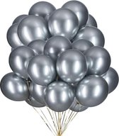 20 Metallic Ballonnen - Zilver - 30 cm - Latex - Chroom - Verjaardag - Feest/Party - Ballonnen set -