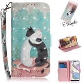 Voor Galaxy A70e 3D Schilderen Horizontale Flip Leren Case met Houder & Kaartsleuf & Portemonnee & Lanyard (Zwart-witte kat)