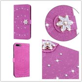 Voor iPhone 7/8 Geperst Afdrukken Steken Boorpatroon Horizontaal Flip PU-lederen hoes met houder & kaartsleuven & portemonnee & & lanyard (violet)