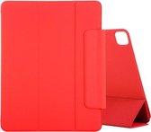 Voor iPad Pro 12,9 inch (2020) Horizontale flip Ultradunne dubbelzijdige clip Actieve gesp Magnetische PU-lederen tas met drie-vouwbare houder & slaap- / wekfunctie (rood)