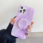 Frosted Laser TPU beschermhoes met opvouwbare houder voor iPhone 12 mini (paars)