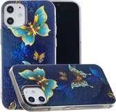 Voor iPhone 12 mini Luminous TPU Soft beschermhoes (dubbele vlinders)