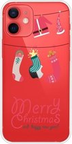 Trendy Cute Christmas Patterned Case Clear TPU Cover Phone Cases Voor iPhone 12 mini (Christmas Suit)