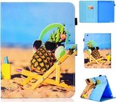 Voor iPad 2/3/4 Gekleurde tekening Stiksels Horizontale flip lederen tas, met houder en kaartsleuven (ananas)