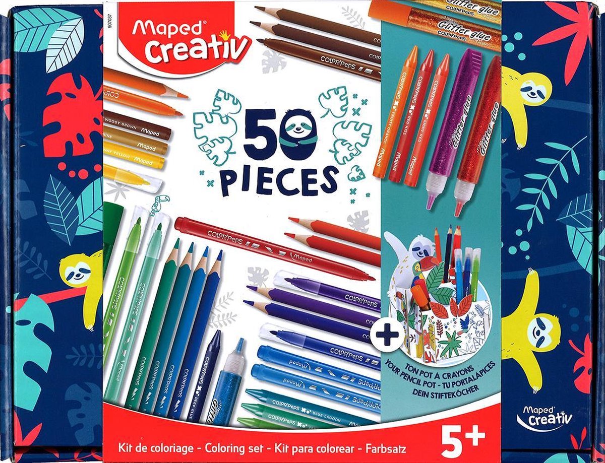 Maped KLEUREN KIT - doos met 50 potloden/stiften/krijt + 1 kleurhulpmiddel