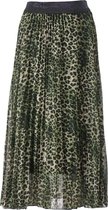 Dames plisse rok panterprint groen met glitterband lang | Maat Onze size, XS-XL