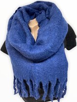 Lange Warme Sjaal - Omslagdoek - Extra Dikke Kwaliteit - Effen - Blauw - 180 X 55 cm (22-1)