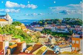 Uitzicht op de kleurrijke wijk Alfama in Lissabon - Foto op Tuinposter - 150 x 100 cm