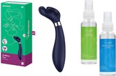 Satisfyer – Endless Fun Partner Vibrator – Blauw icm Pleasure Glide Glijmiddel & Toycleaner