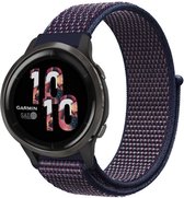 Nylon Smartwatch bandje - Geschikt voor  Garmin Venu 2 nylon band - 45mm - indigo/blauw - Strap-it Horlogeband / Polsband / Armband