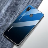 Voor Galaxy A30 Gradient Color Glass Case (blauw)