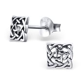 Aramat jewels ® - Zilveren oorbellen keltische knoop geoxideerd 5mm