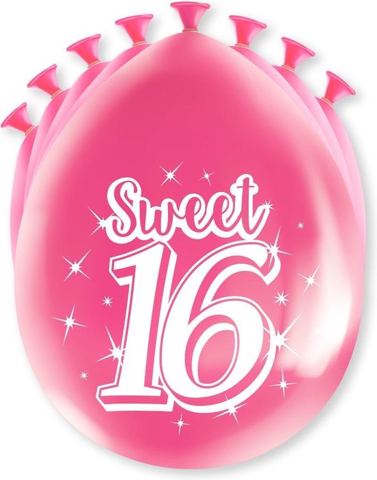 paper-dreams-ballonnen-sweet-16-latex-18-5-cm-roze-8-delig-bol