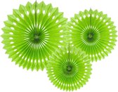 Papieren Waaiers Lime Groen Set 20-30cm 3 delig