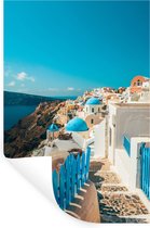 Muurstickers - Sticker Folie - Blauw voetpad in Santorini Griekenland - 80x120 cm - Plakfolie - Muurstickers Kinderkamer - Zelfklevend Behang - Zelfklevend behangpapier - Stickerfolie